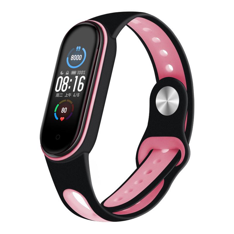 Ремешок Sport Style BeCover для Xiaomi Mi Smart Band 5/Mi Smart Band 6 Black/Pink (705167)