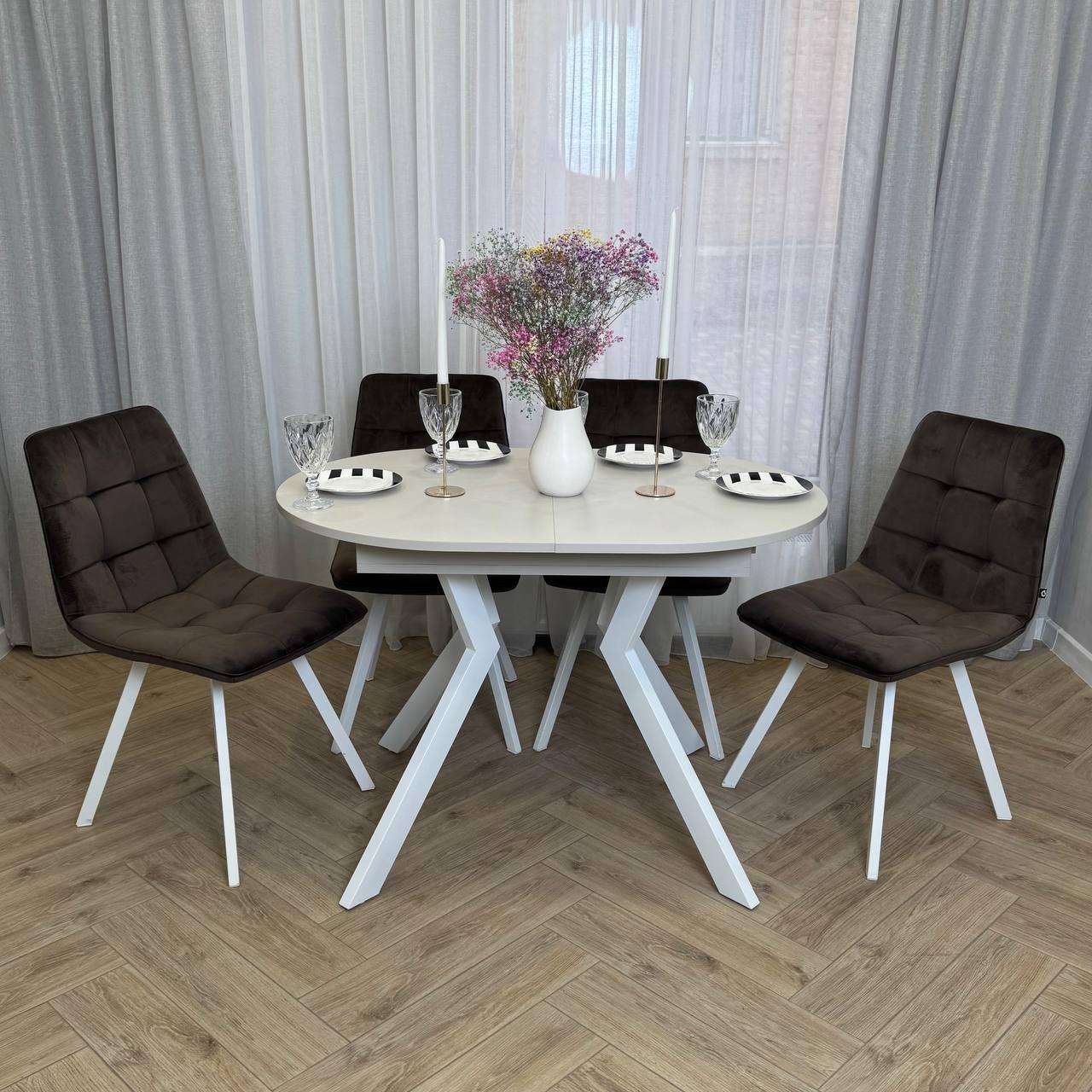 Стол кухонный раздвижной Ronni 1100 УТП027906 Loft Кашемир/Белый мат