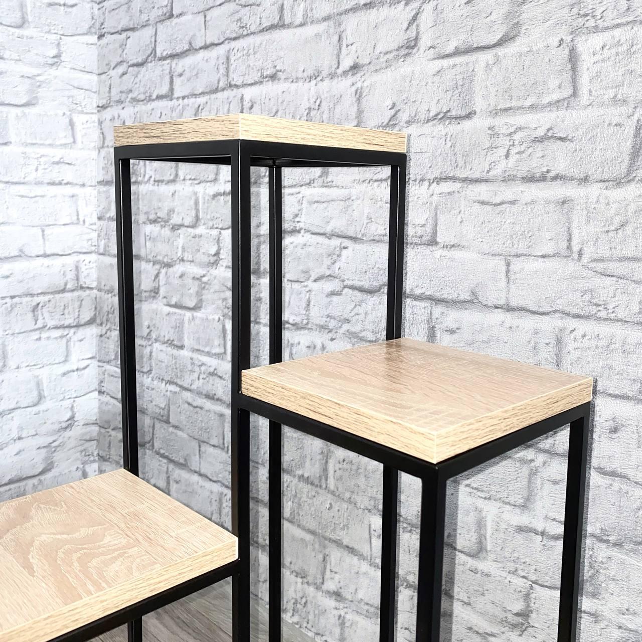 Подставка для цветов и декора Krei Флоренция Мини 680х340х340 мм Дуб сонома/Черный (ГС5001) - фото 3