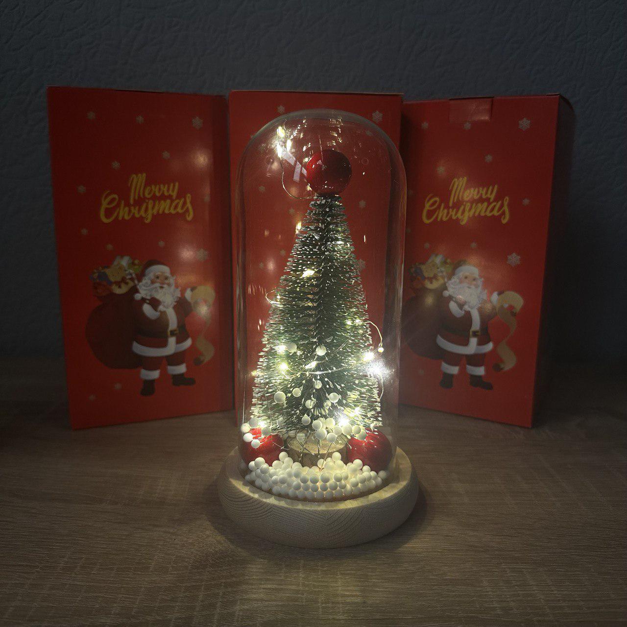 Новогодняя елка в колбе Christmas tree с LED подсветкой 22 см (10383) - фото 7