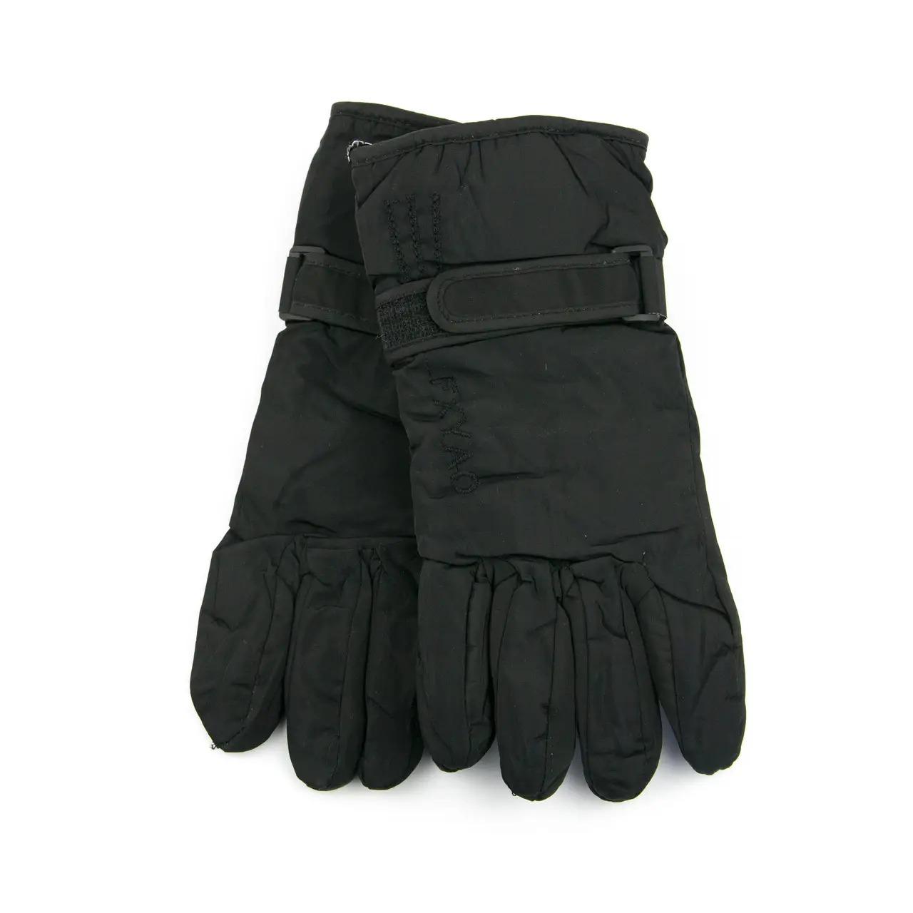 Детские перчатки болоневые лыжные с мехом на липучке Черный (23-12-67)