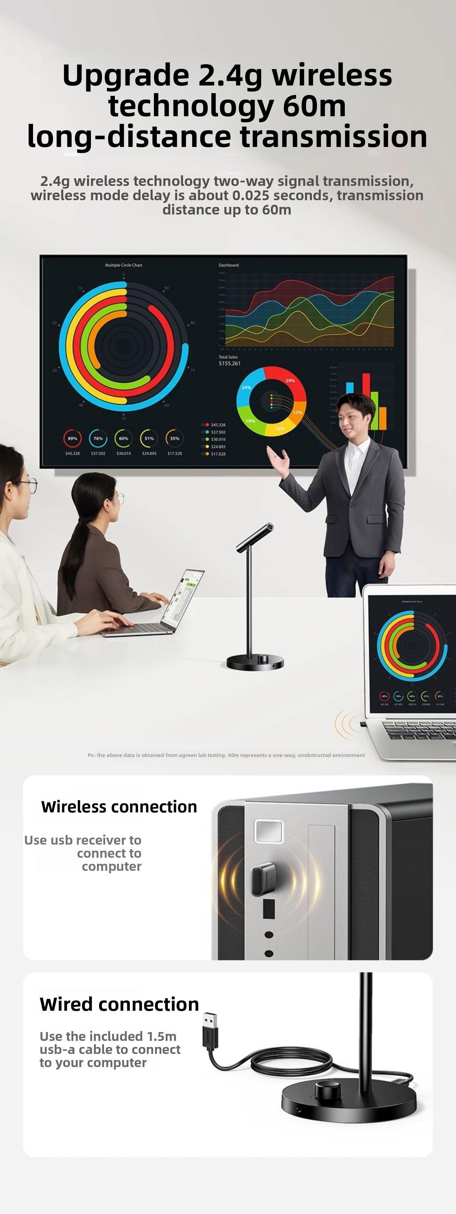 Мікрофон настільний Ugreen 2.4G 360° 8 годин (35344) - фото 16