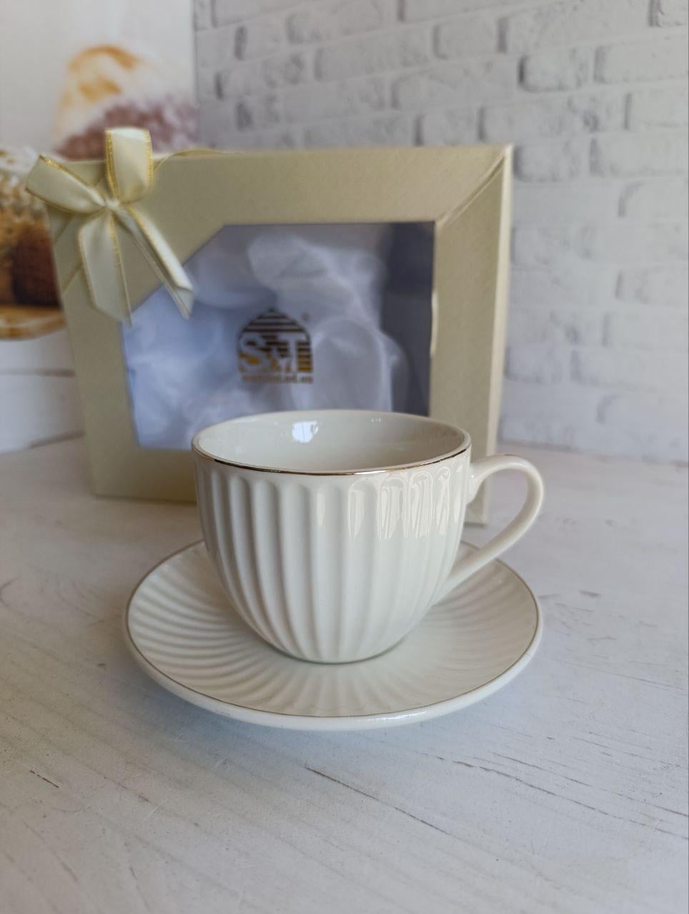 Чашка с блюдцем SNT Франческа фарфоровая 250 мл Белый (23194-00)