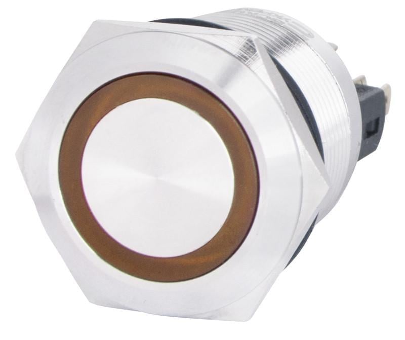 Кнопка TYJ 22-271 металлическая плоская с подсветкой 1NO+1NC 220V Желтый (A0140010131)