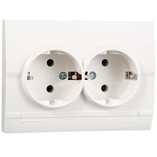 Розетка подвійна із заземленням Lezard Deriy Перлинно-білий (702-3030-127B)
