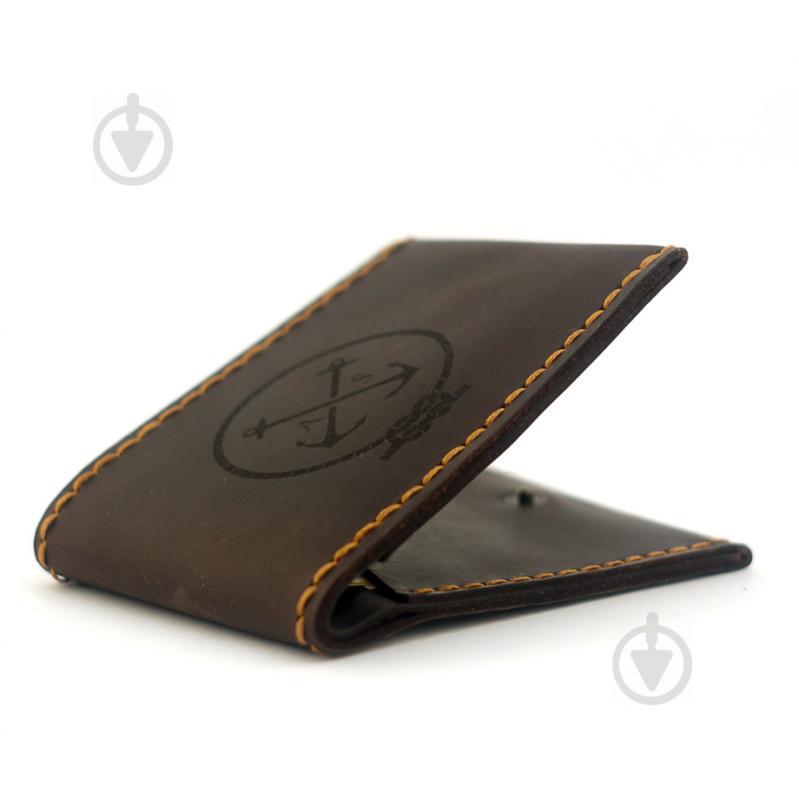 Мужской кошелёк кожаный на кнопке Wallet Slim (as120202) Коричневый