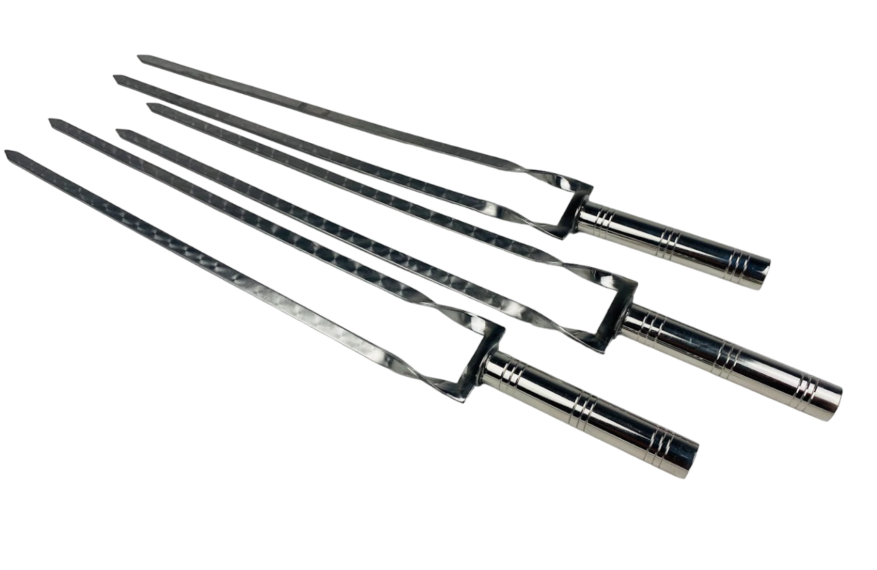 Набор двойных шампуров из нержавеющей стали 3 шт. Серебряный (106-10-SH-3113)