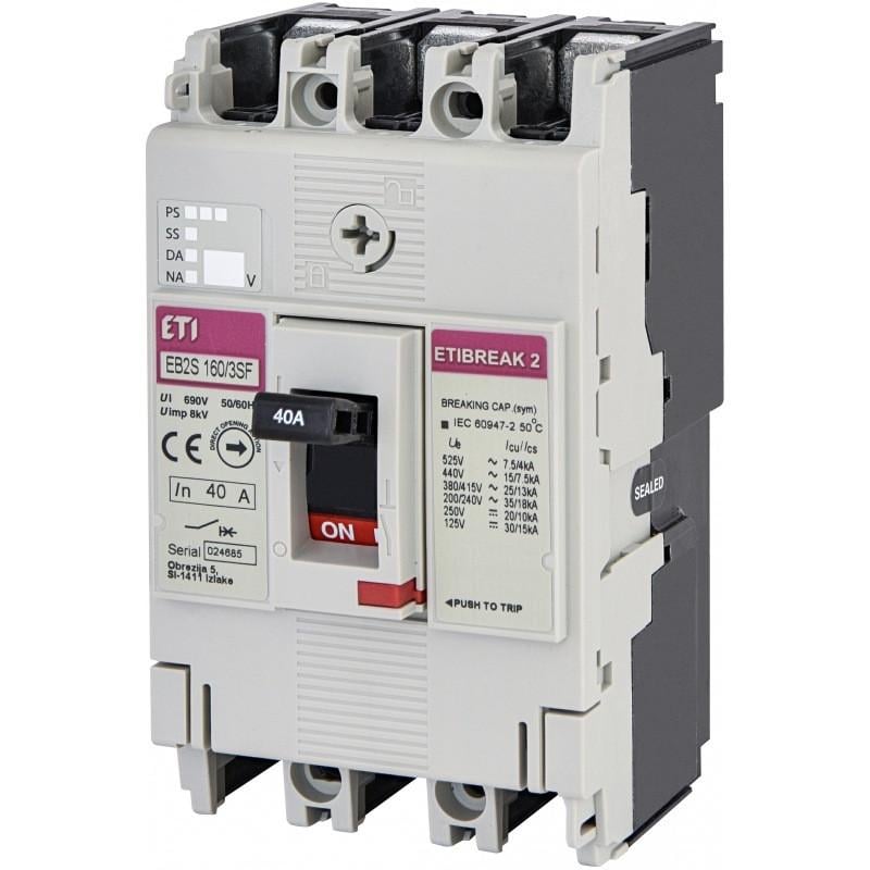 Автоматический выключатель силовой ETI 40A 25kA 3 полюса EB2S 160/3SF 40A 3p 004671831 (56932)