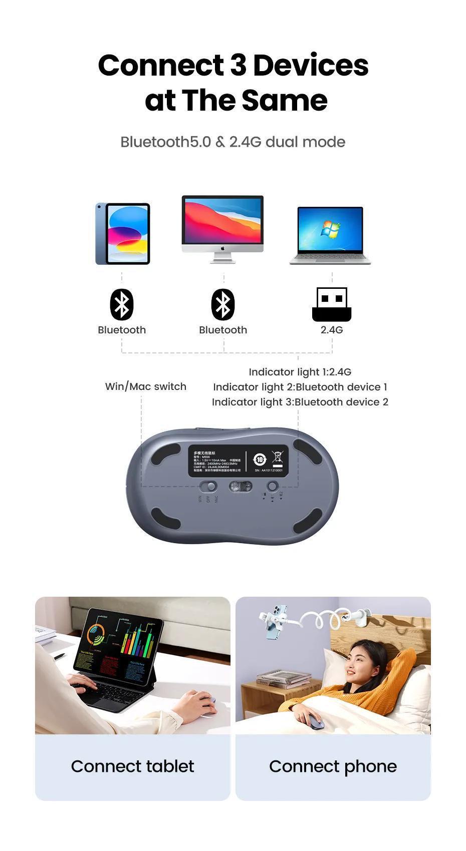 Мышь беспроводная Ugreen 2.4 ГГц 6 кнопок 4000 DPI (35900) - фото 6 Мышь беспроводная Ugreen 2.4 ГГц 6 кнопок 4000 DPI (35900) - фото 6