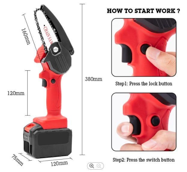 Пила аккумуляторная мини для обрезки деревьев в чемодане 24V Red - фото 2
