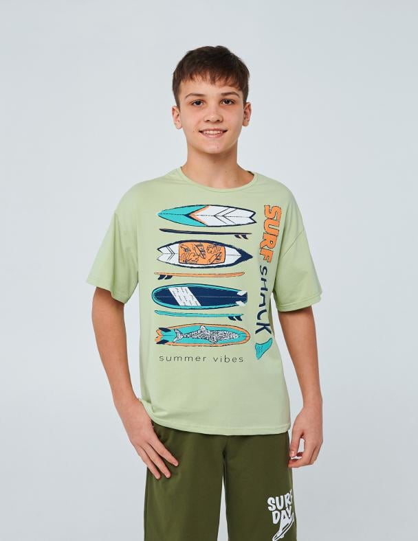 Футболка для мальчика SMIL 110755 Фисташковый р.170