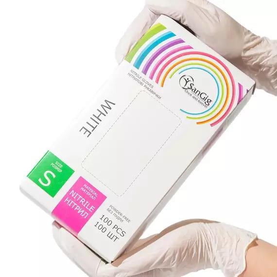 Перчатки нитриловые SanGig S р. 6-7 3,5 г 100 шт. Белый (26141071) Перчатки нитриловые SanGig S р. 6-7 3,5 г 100 шт. Белый (26141071)