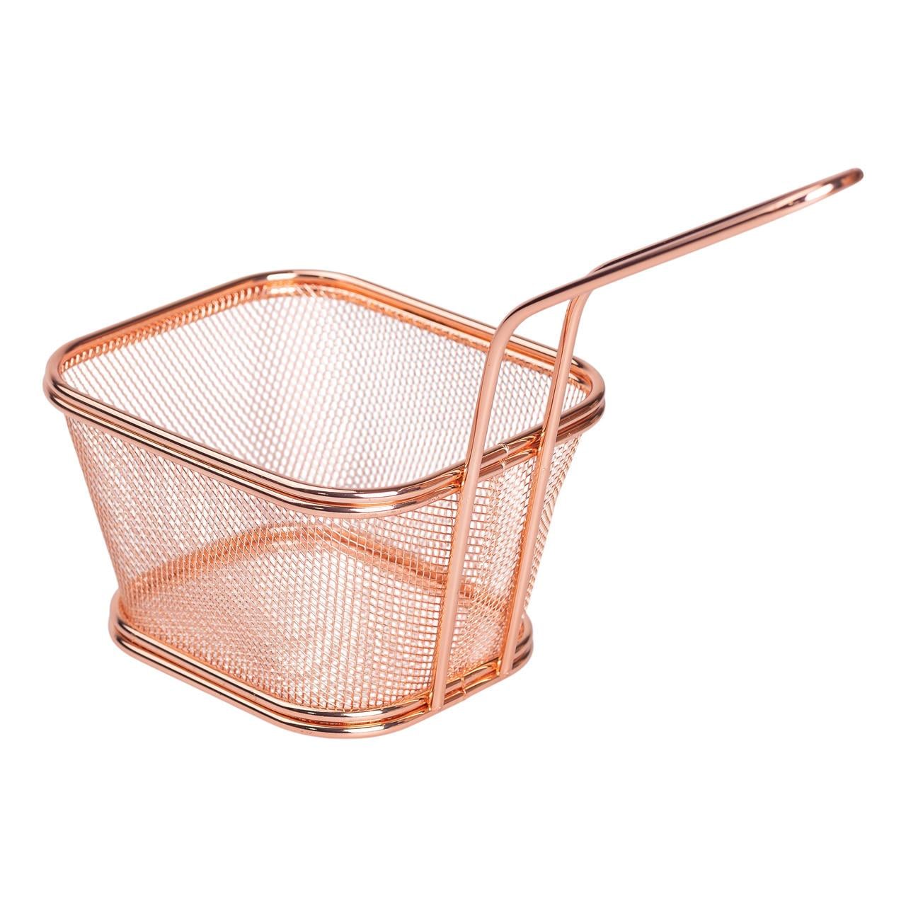 Корзина сервировочная для фри и снеков с гальваническим покрытием 13x11x70 см Розовое золото (5775)