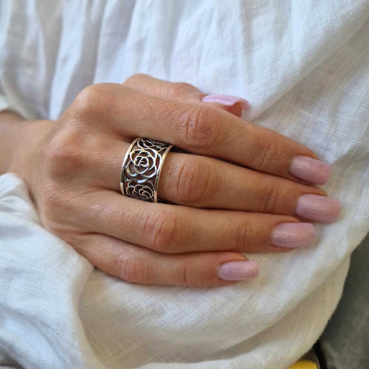 Каблучка широка без каменів розалія чорнене срібло 925 проби 5,01 г р. 18,5 (1475к) - фото 6 Каблучка широка без каменів розалія чорнене срібло 925 проби 5,01 г р. 18,5 (1475к) - фото 6