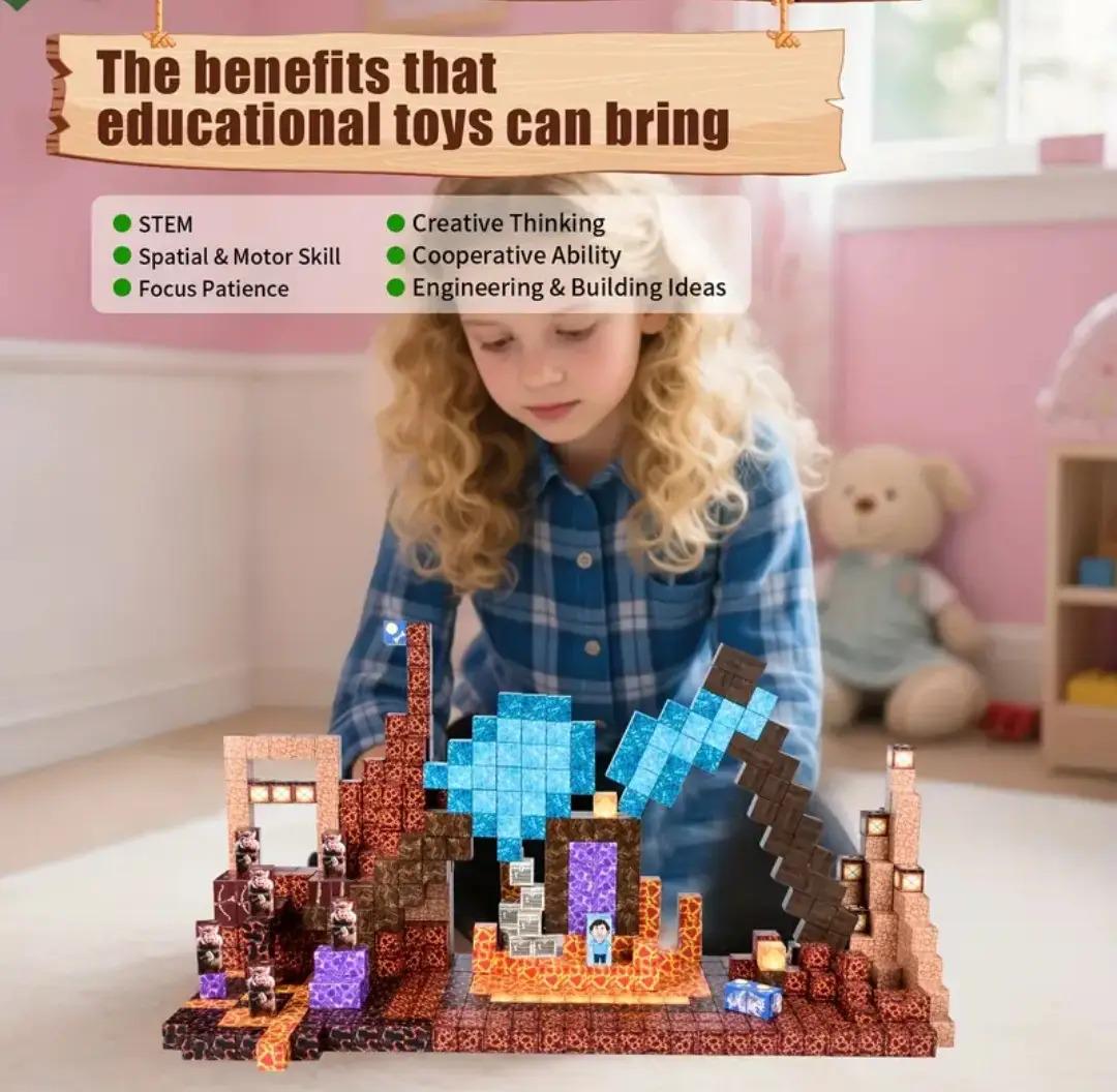 Конструктор Майнкрафт вулкан та портал в підземелля 100 кубиків - фото 3 Конструктор Майнкрафт вулкан та портал в підземелля 100 кубиків - фото 3