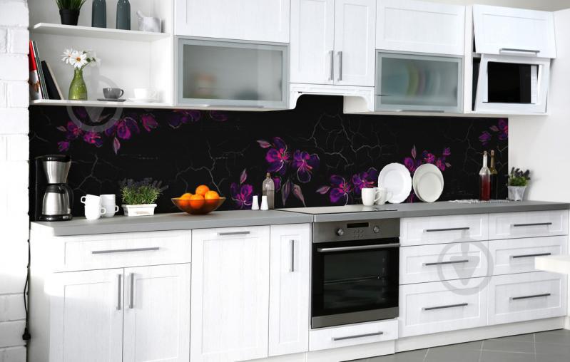 Скинали на кухню Zatarga «Неоновые цветы» 600х2500 мм виниловая 3Д наклейка кухонный фартук самоклеящаяся