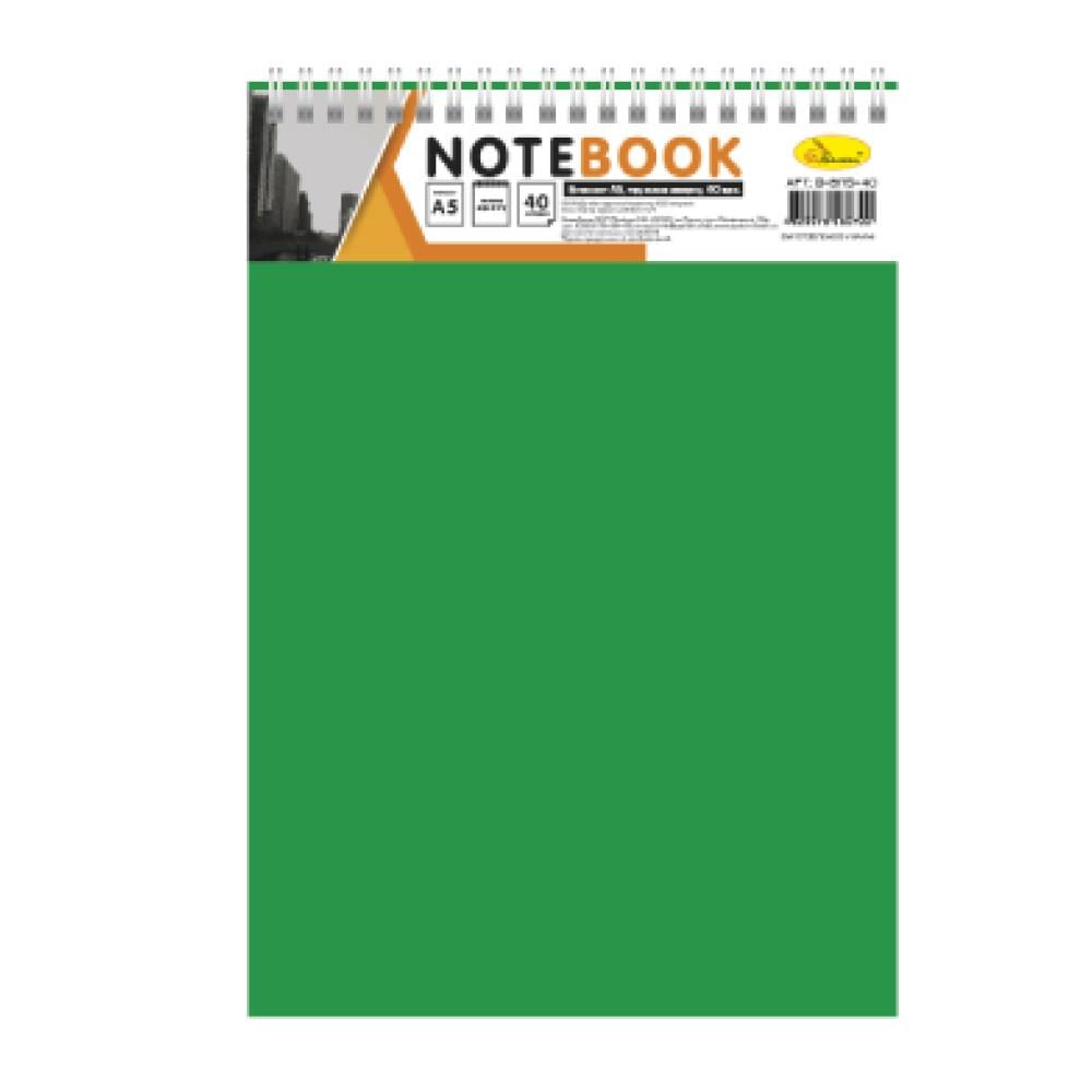 Блокнот А6 пружина сверху 80 л. Зеленый (АП-1513-03)