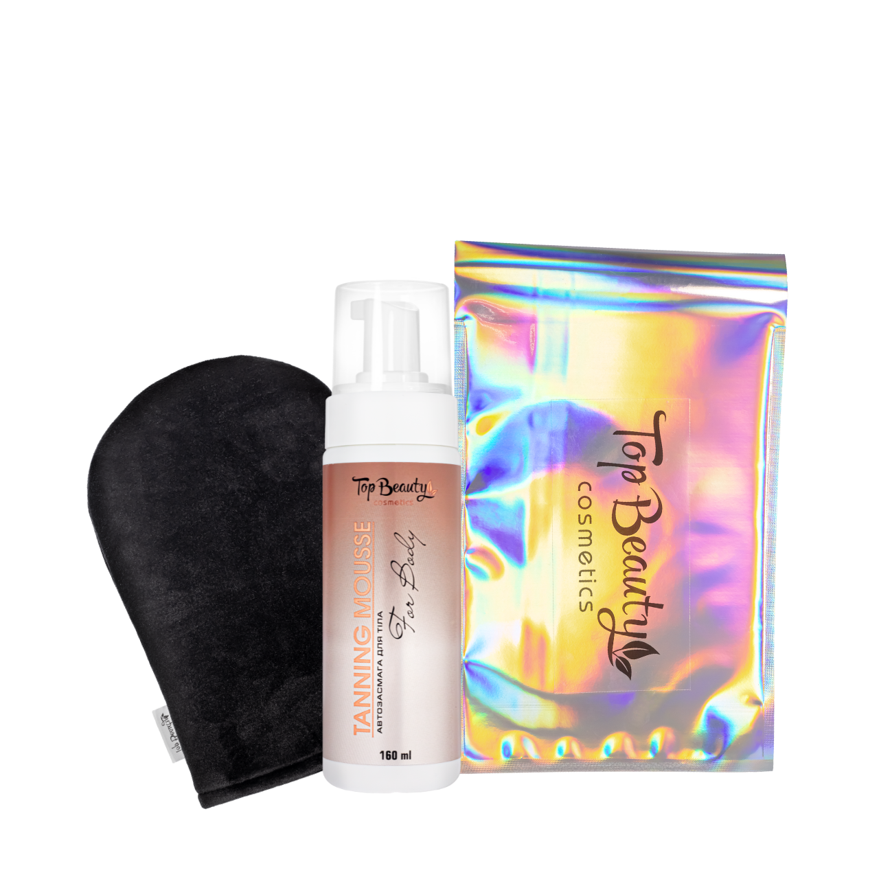 Мус-автозасмага для тіла Top Beauty Tanning Mousse з рукавичкою 160 мл