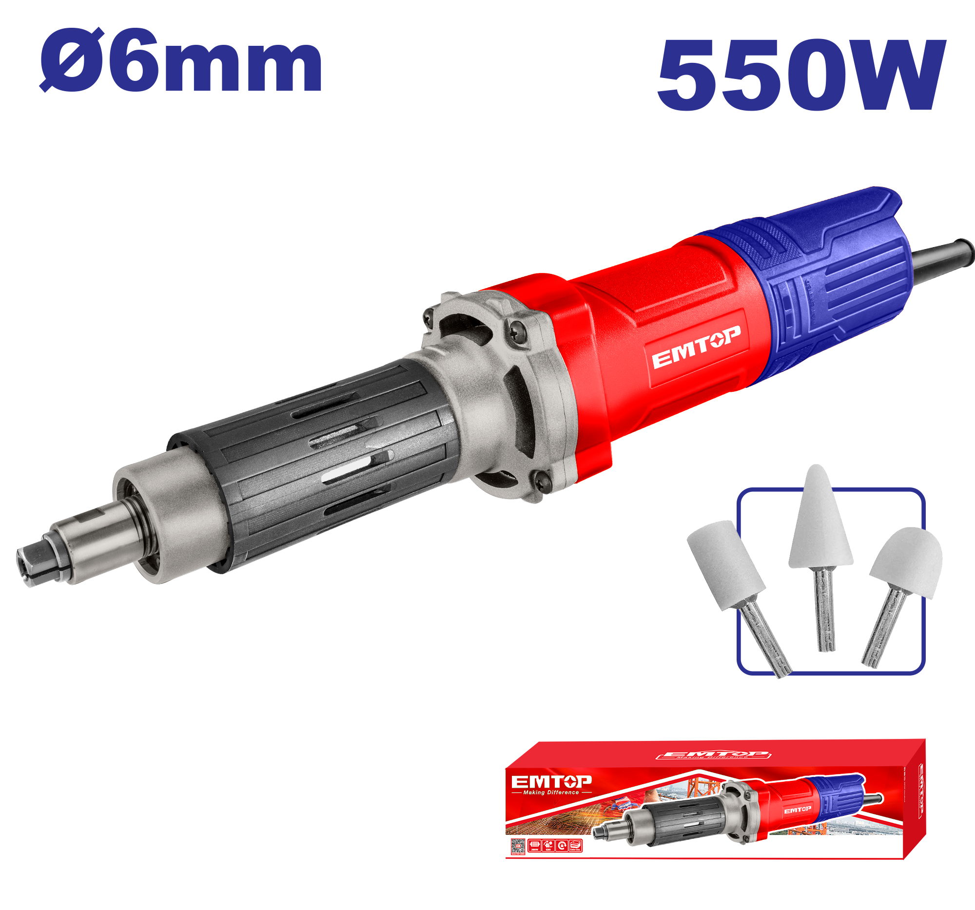Шліфмашина пряма EMTOP EDGD5501 - фото 2 Шліфмашина пряма EMTOP EDGD5501 - фото 2