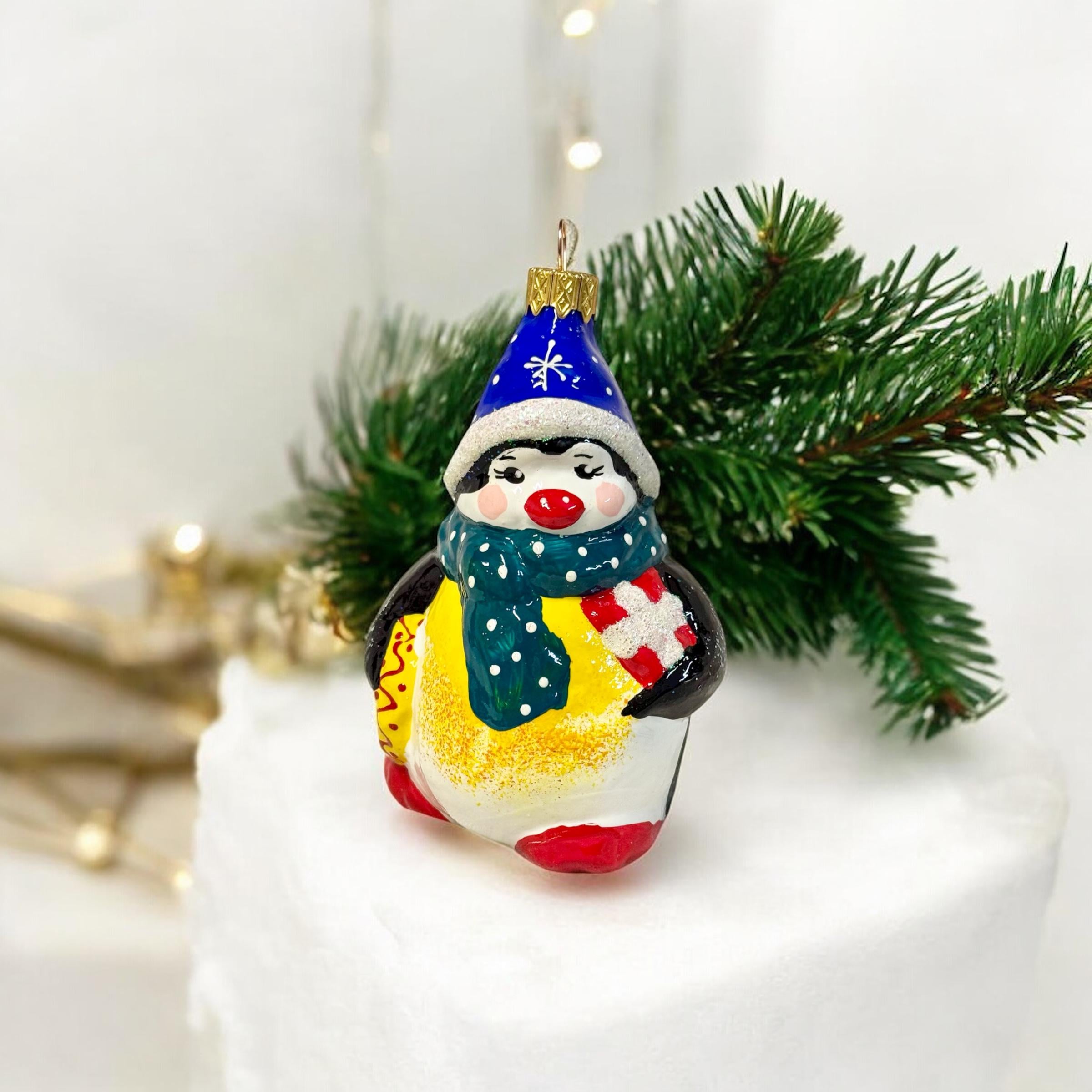 Игрушка на елку Пингвин стеклянная (F-104)