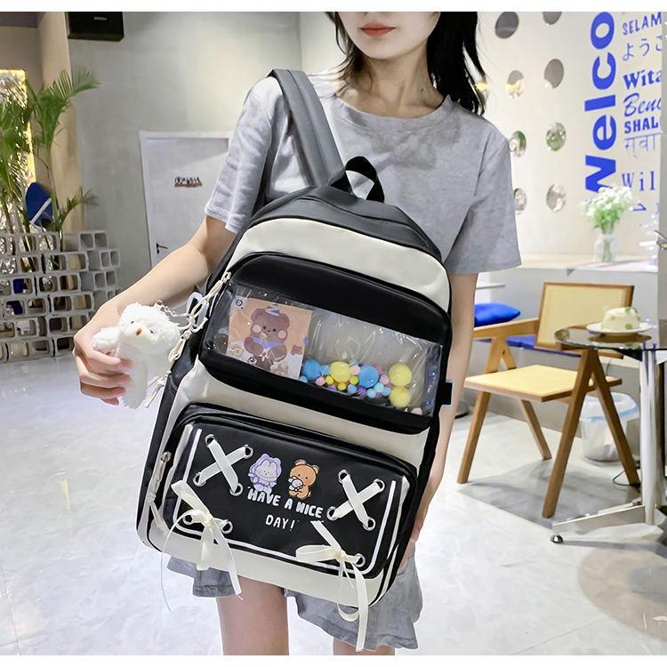 Школьный рюкзак для девочки 5в1 Trendy сумка-шопер/пенал/бананка 5-11 класса Черный (1479165809) - фото 3