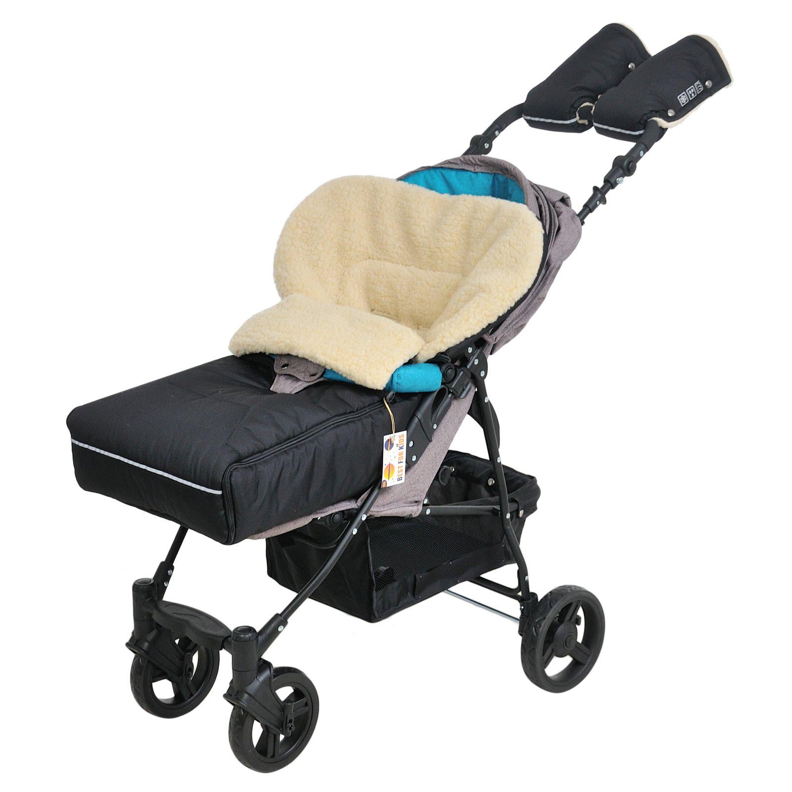 Комплект конверт-чехол зимний For Kids Ideal с рукавицами на коляску 2в1 Черный (899)