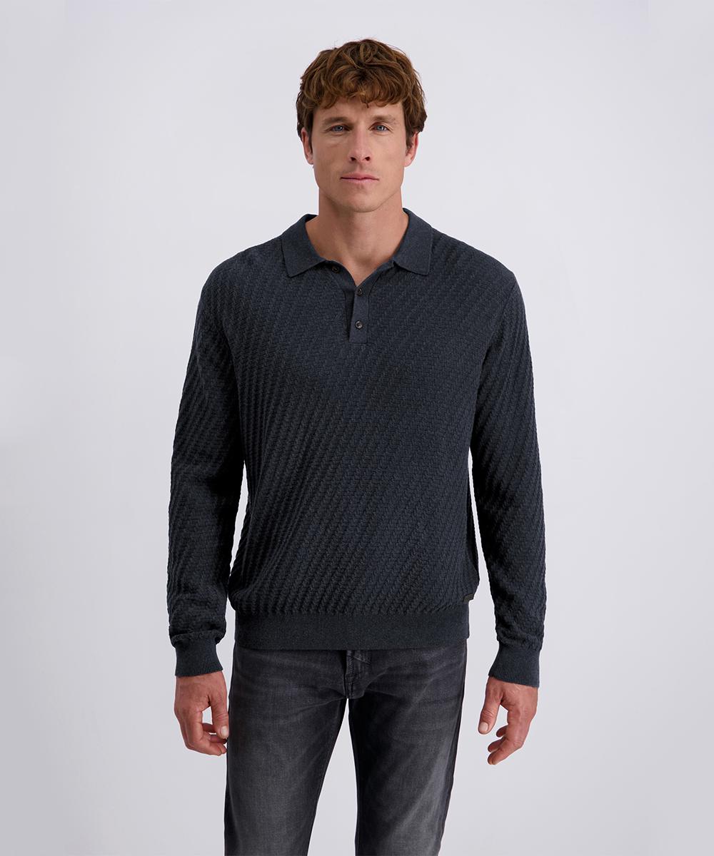 Поло чоловіче з візерунком на довгий рукав S Темно-синій (C5 51734.5133.6325-S)