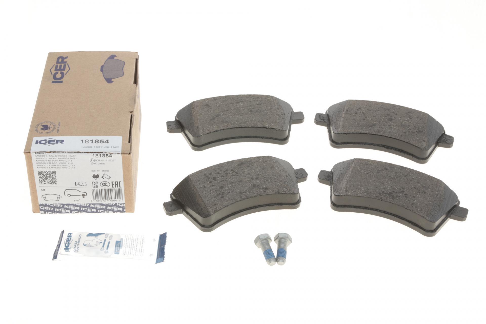 Колодки тормозные передние ICER для Renault Kangoo 08- (181854)