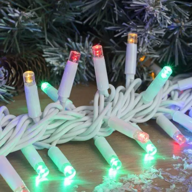 Гирлянда светодиодная уличная на белом проводе с переходником мультиколор 5 м 100 LED (ZABI-17)