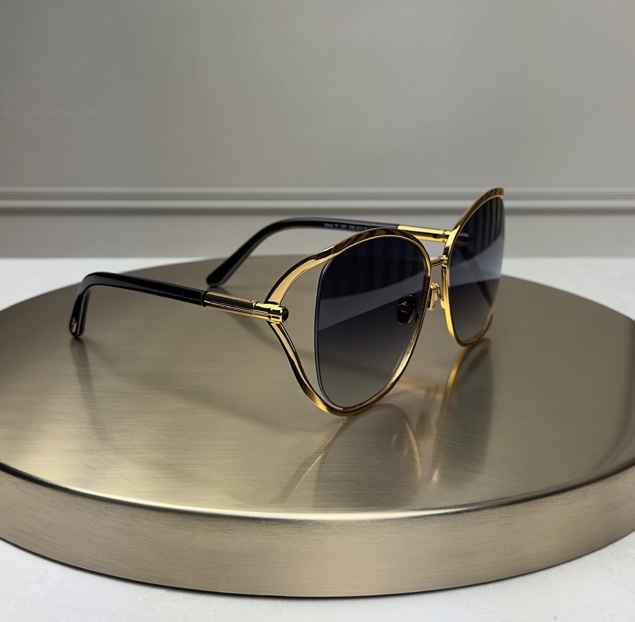 Солнцезащитные очки Tom Ford FT1091 Бабочка серая градиент-линза женские Золотая/Черный