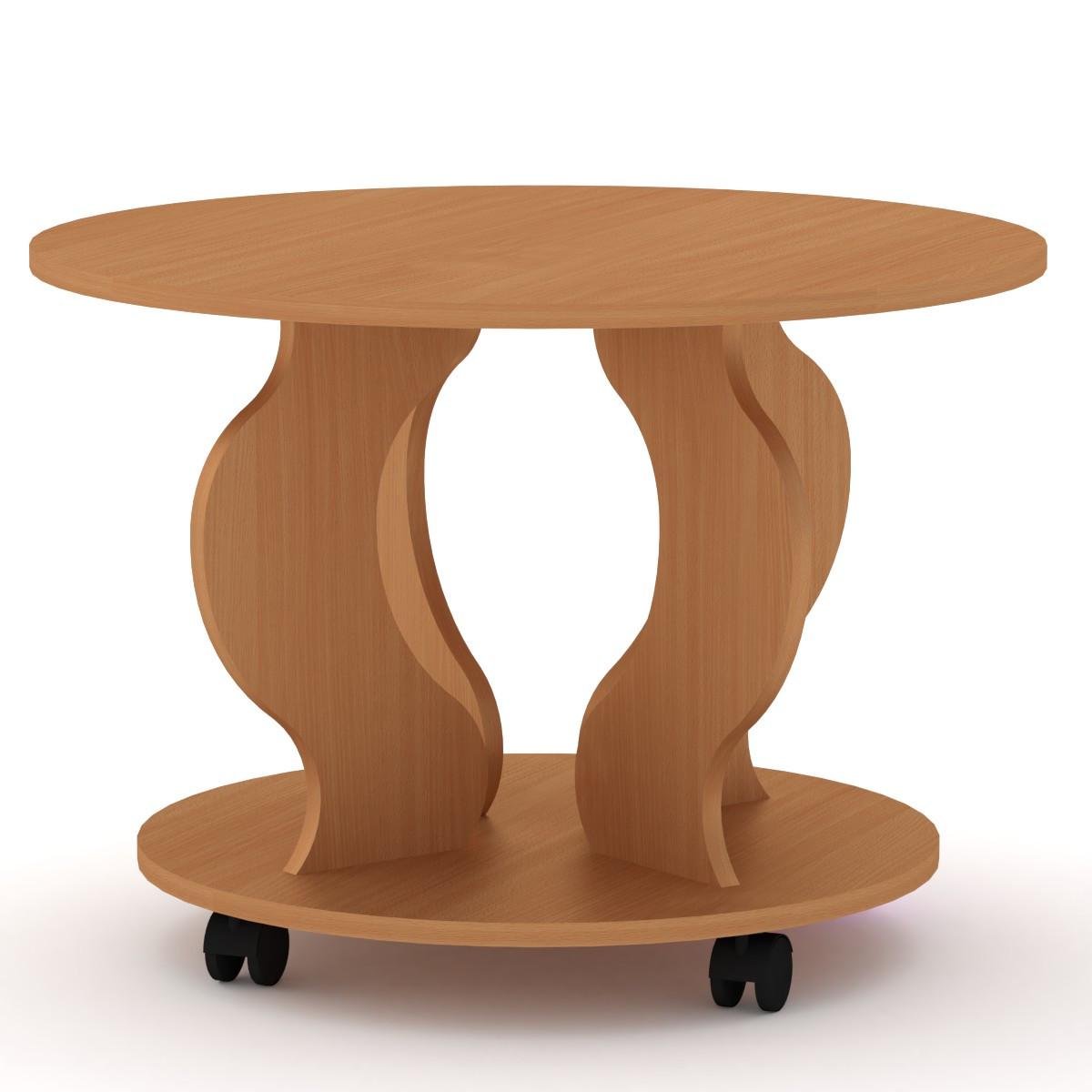 Столик кавовий Компаніт Ринг круглий на колесах для журналів та книг Бук