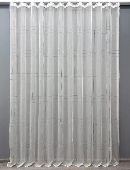 Тюль бамбук в клетку Молочный/Черный (1580т)