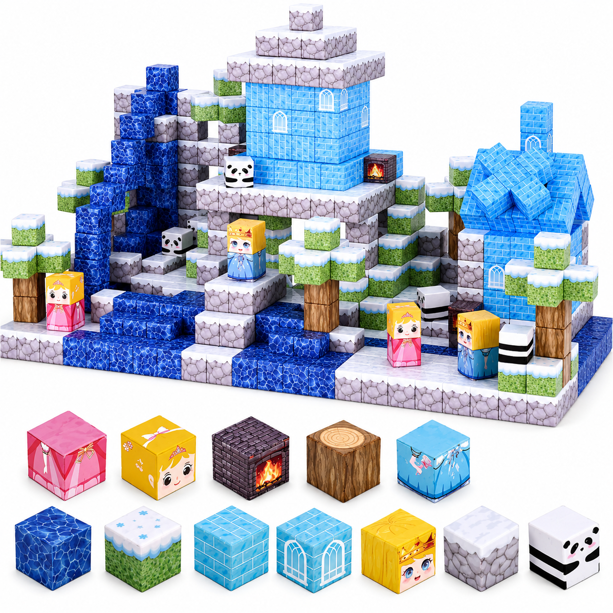 Конструктор магнитный Minecraft Снежная Крепость и Ледяная мельница 100 дет. (BT124(1))