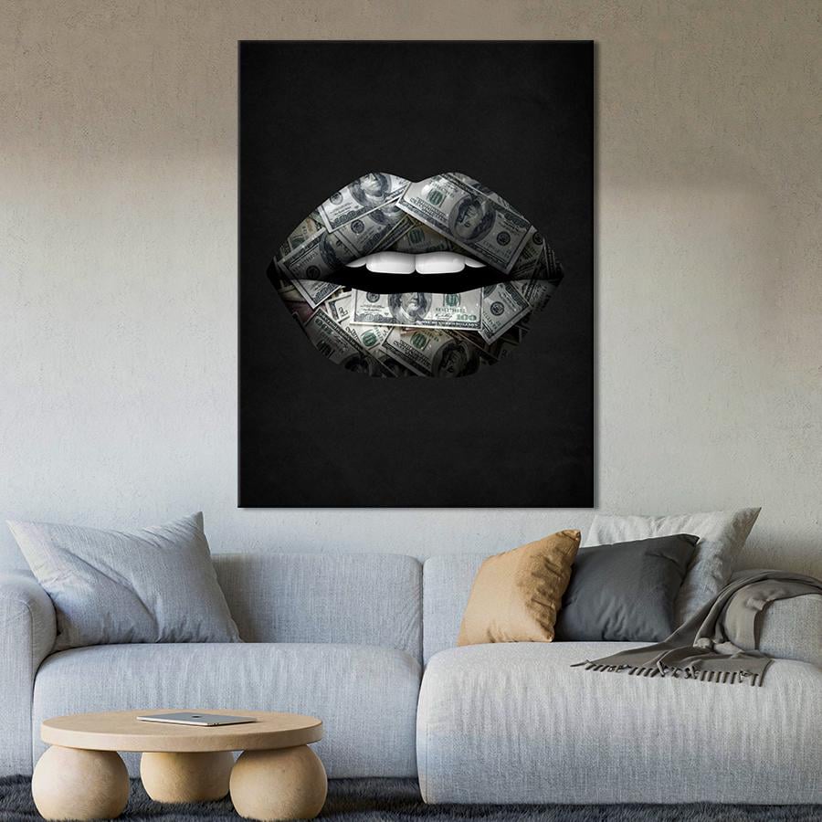 Настенний декор Губы с узором из денег 50x38 см (YM-85)