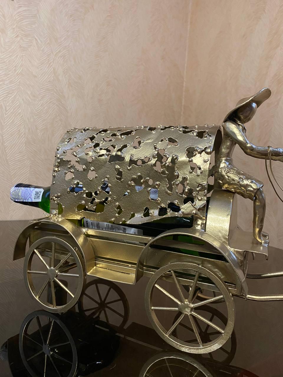 Підставка для винних пляшок Кінь на 1 шт. металева 25х14х56 см - фото 2