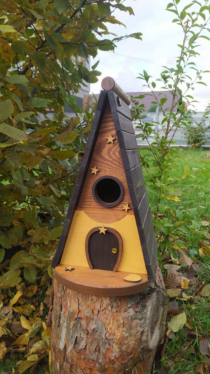 Дом для птиц Осень из древесины отделан маслом-воском 325х290х210 мм Коричневый - фото 2 Дом для птиц Осень из древесины отделан маслом-воском 325х290х210 мм Коричневый - фото 2