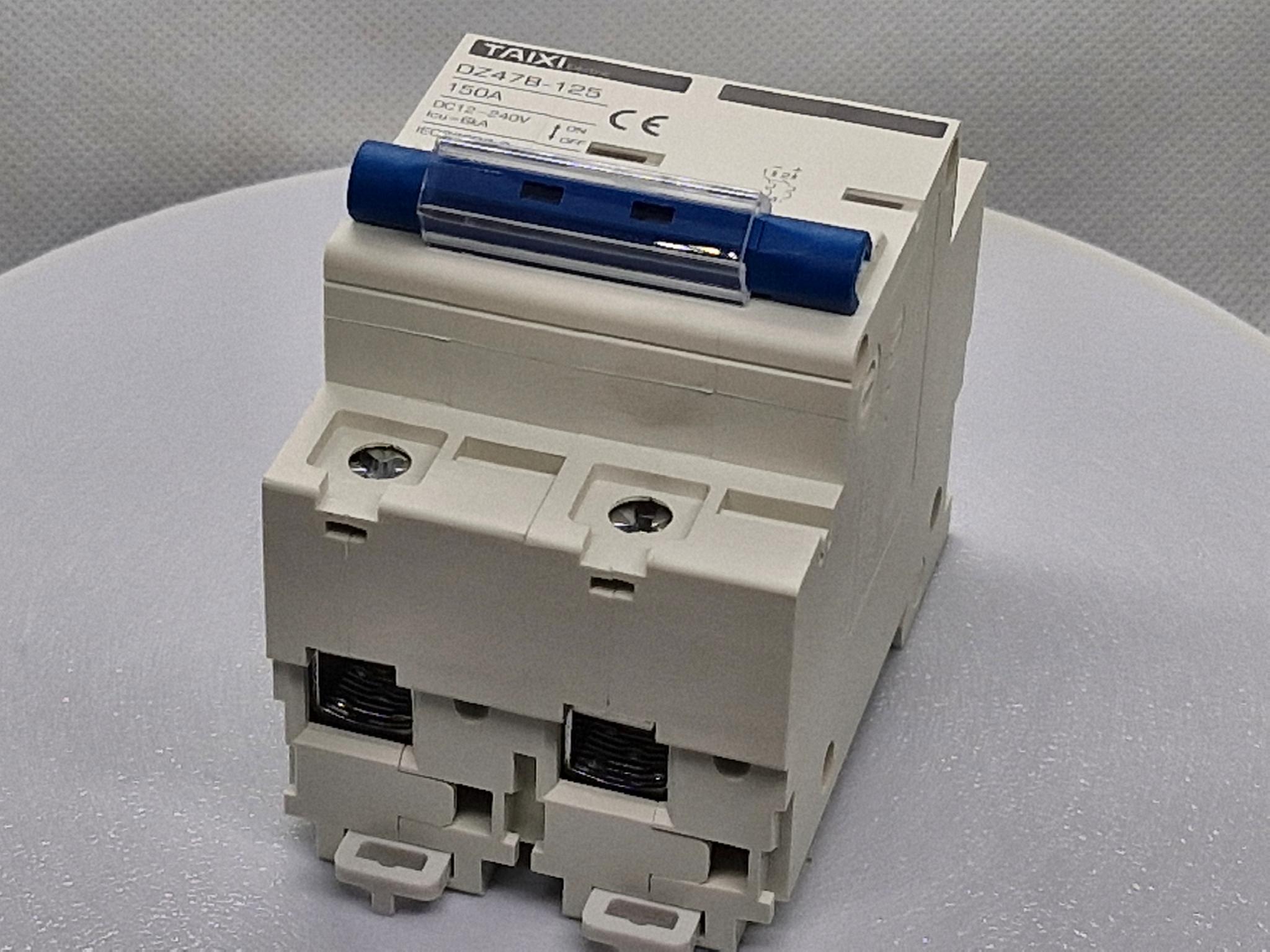 Выключатель постоянного тока автоматический TAIXI DC 150 А двухполюсный от 12 до 240 В DC 150A 2P PV 6Ka DIN АКБ DZ47B-125 (95240730) - фото 5