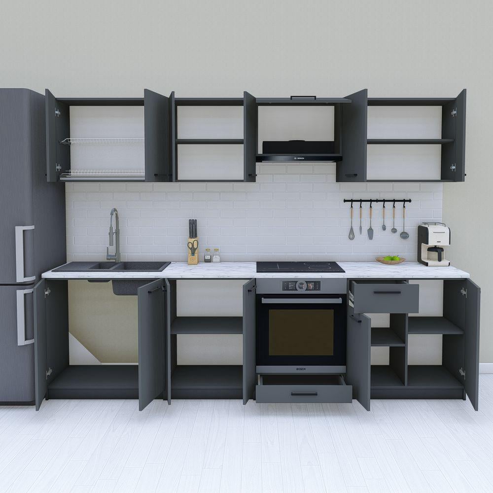 Готова кухня модульна з ДСП 2,8 м Графіт (МП31Б) - фото 2