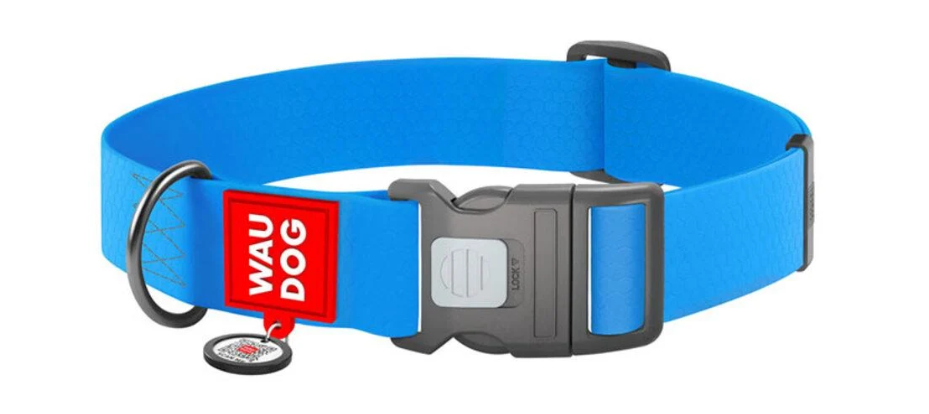 Ошейник для собак водостойкий WAUDOG Waterproof c QR паспортом пластиковый фастекс XXL Ш 40 мм Дл 46-70 см Голубой (Collar25112)