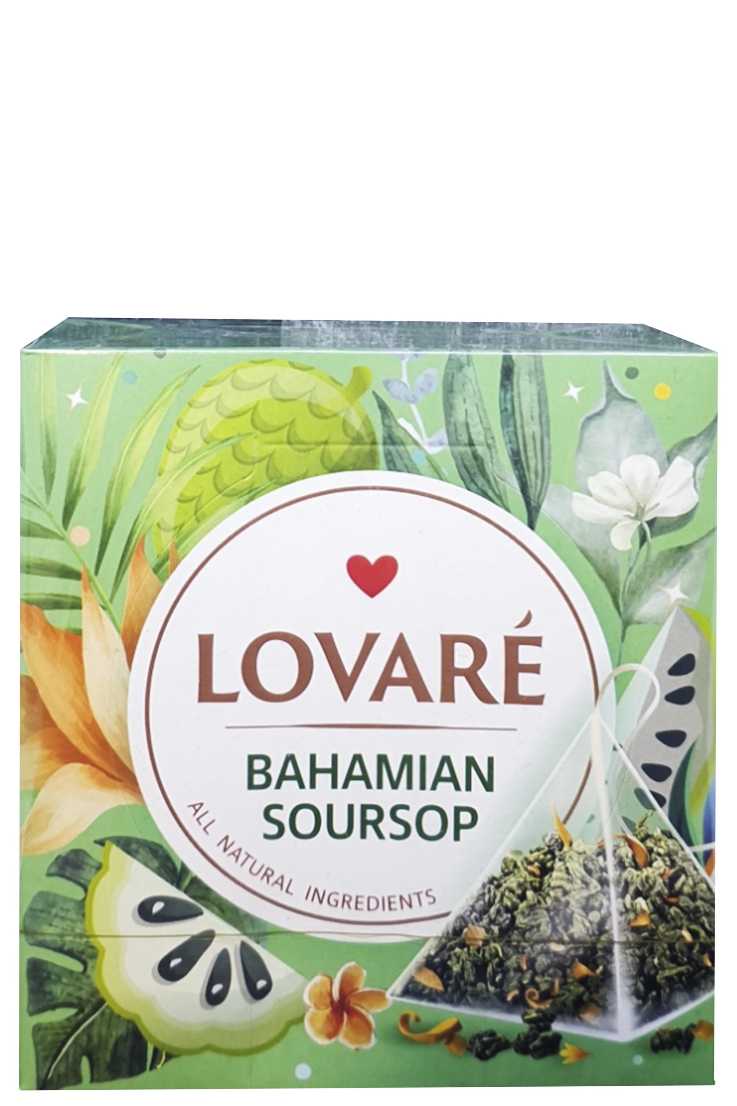 Чай зеленый Lovare Bahamian Soursop в пирамидках с ароматом Саусепа 15 пакетиков 2 г (59084) - фото 3