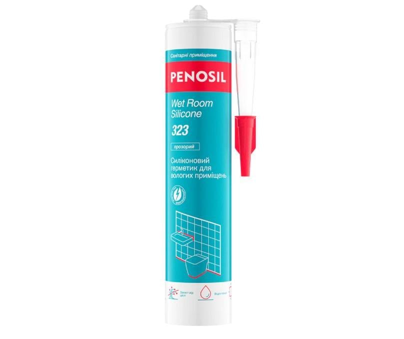 Герметик cиліконовий для вологих приміщень Penosil Wet Room Silicone 323/323c 280 мл Прозорий (23649)
