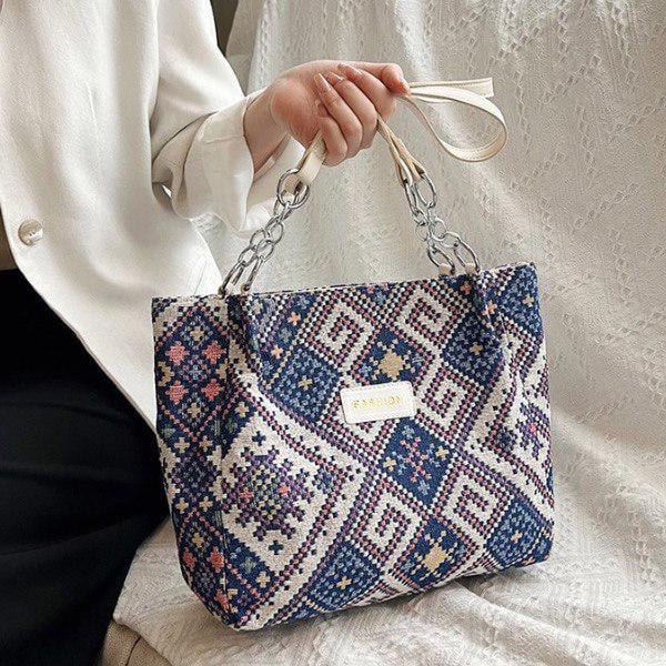 Женская сумка с этническим принтом с длинными ручками-цепочками 26×27×10 см (L00117-2) - фото 4 Женская сумка с этническим принтом с длинными ручками-цепочками 26×27×10 см (L00117-2) - фото 4