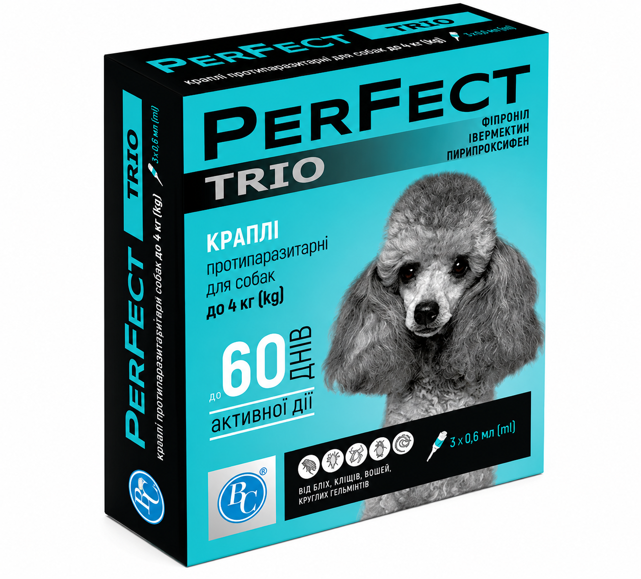 Капли Ветсинтез PerFect TRIO для собак до 4 кг 0,6 мл 3 пипетки