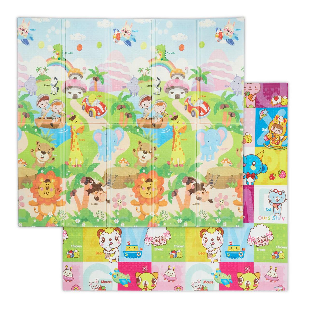 Коврик детский складной Relaxdays Safari 1,5x195x175 см