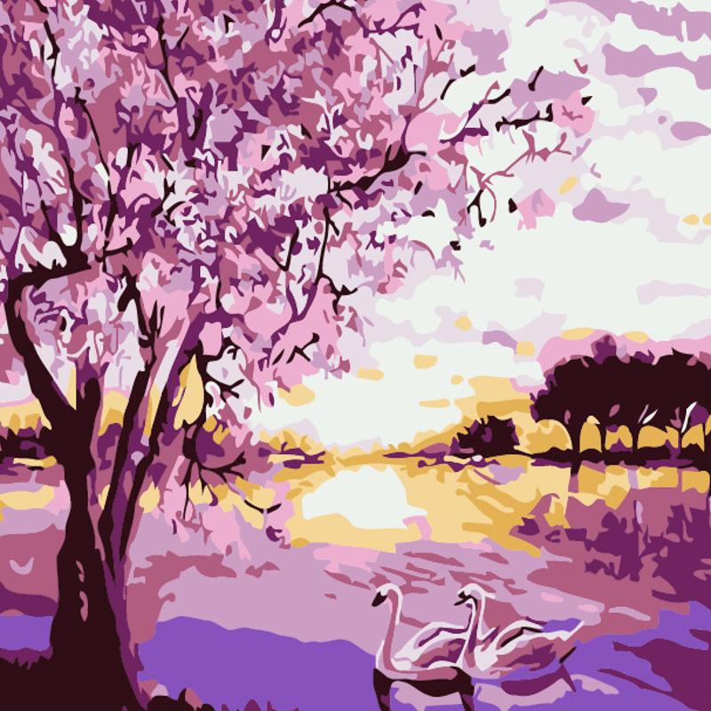 Картина по номерам Strateg Лебеди 20х20 см (HH5802)