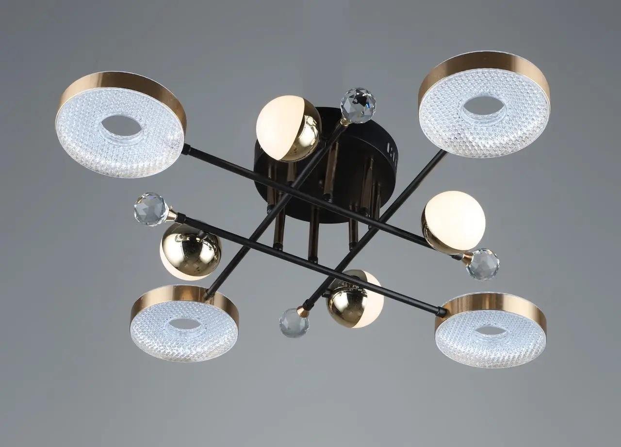 LED-люстра потолочная Sirius на восемь плафонов 3000/6500К IP20 YH0866/4+4 56W Черно-золотой (28686469)
