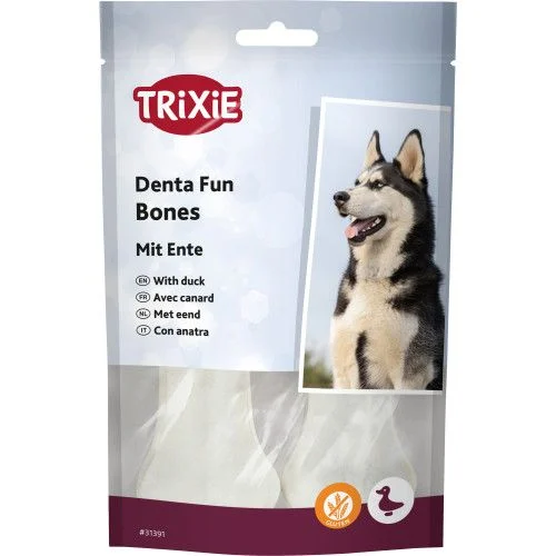 Косточка для собак Trixie прессованная жевательная с уткой натуральная кожа 70 г 2 шт.