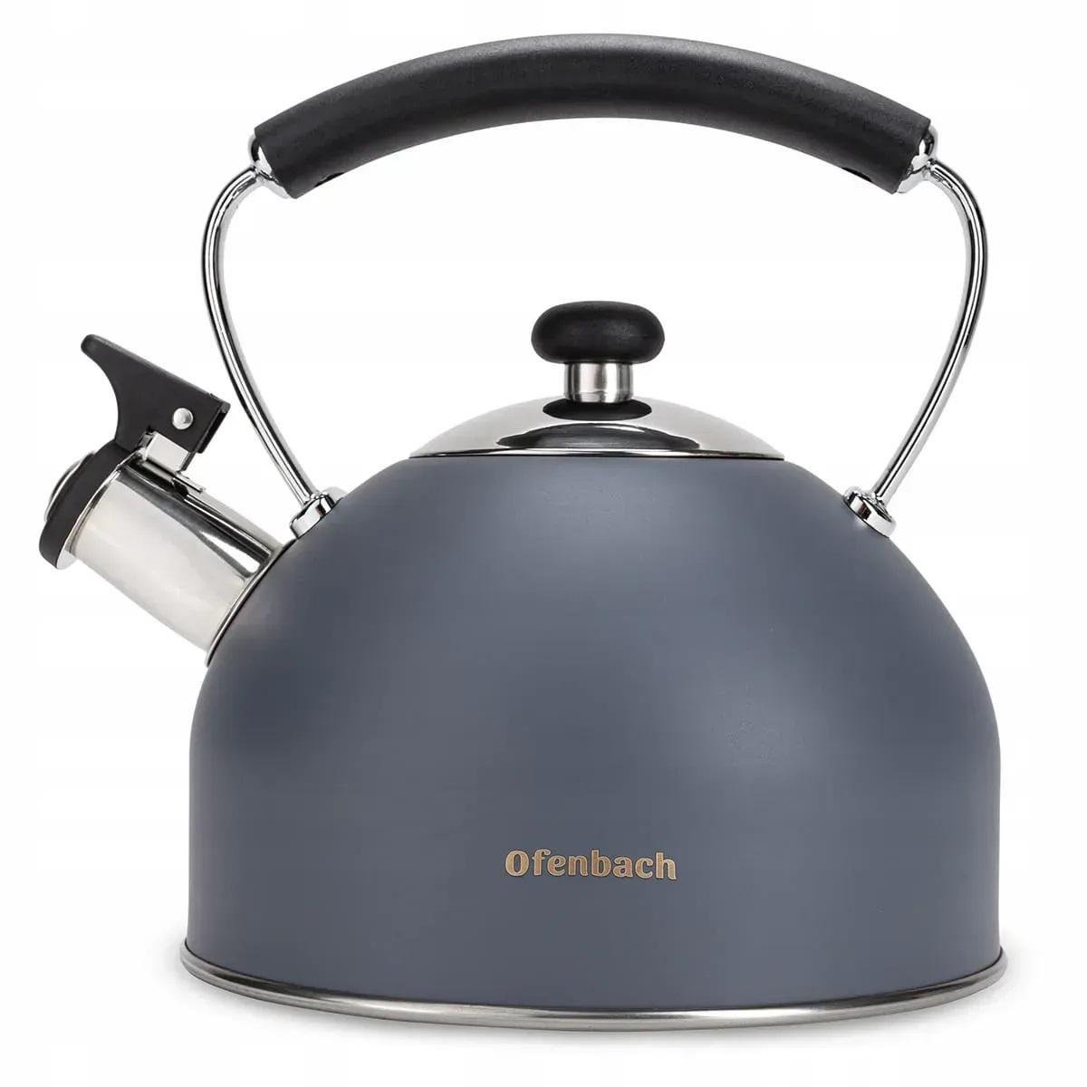 Чайник со свистком и нейлоновой ручкой Ofenbach KM-100324 из нержавеющей стали 2,2 л Синий (150-84-100324)