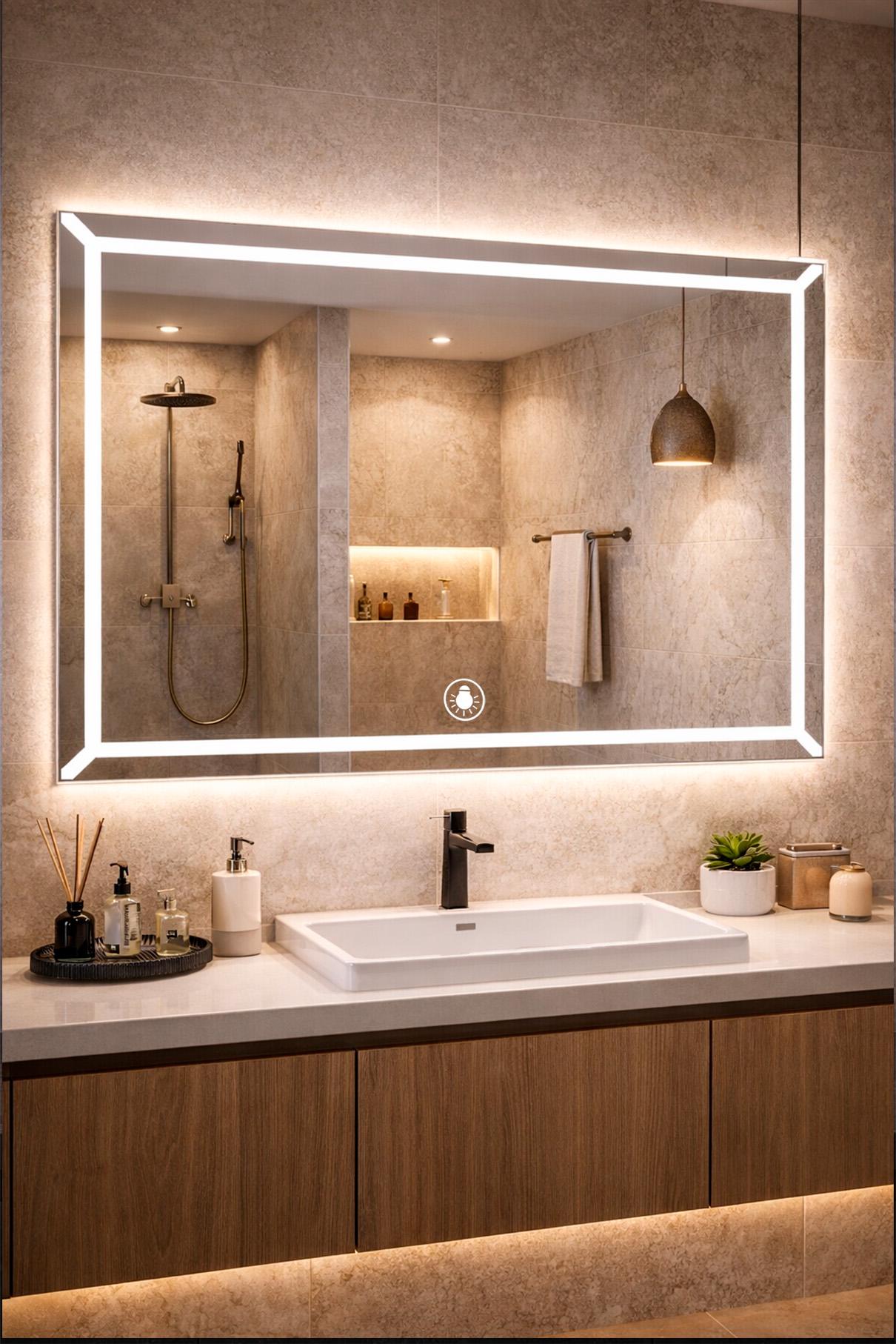 Зеркало для ванной комнаты BRS с подсветкой LED 60х80 см. (574054984)