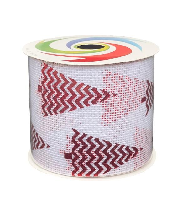 Лента полиэстр Christmas tree 63 см 27 м Красный (13537466)